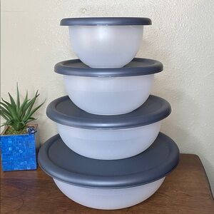 Space Saving Set of 4 Plastic Bowls with Lids